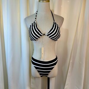 NWT Shoshanna Navy Blue & White Striped Bikini Top & Bottom Set Size Small / Med